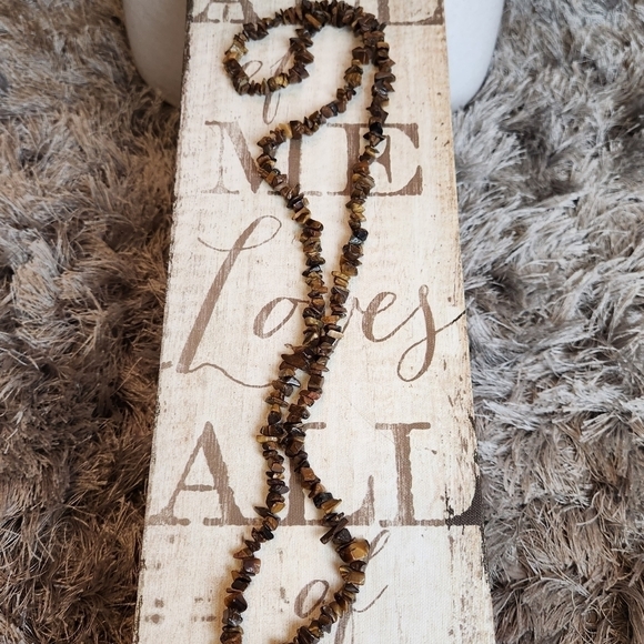 Tiger Eye Chip Long Necklace - Picture 2 of 5